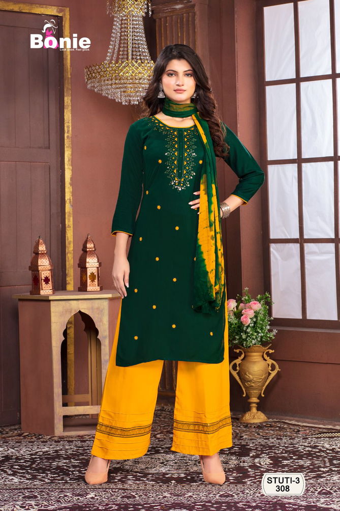 Bonie Stuti Vol 3 Casual Kurti With Bottom Dupatta Collection
